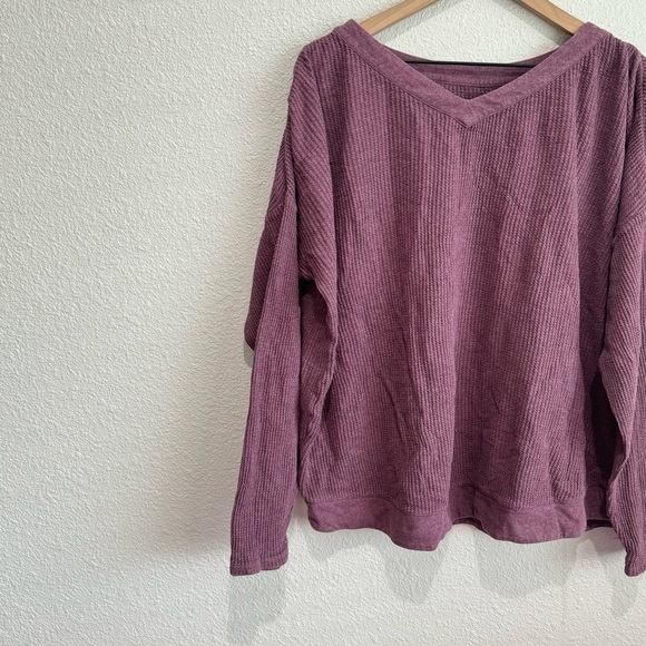 J. Jill Women's Large Tall Oversized Waffle Knit Sweater Dusty Pink Mauve Cotton - Picture 8 of 9